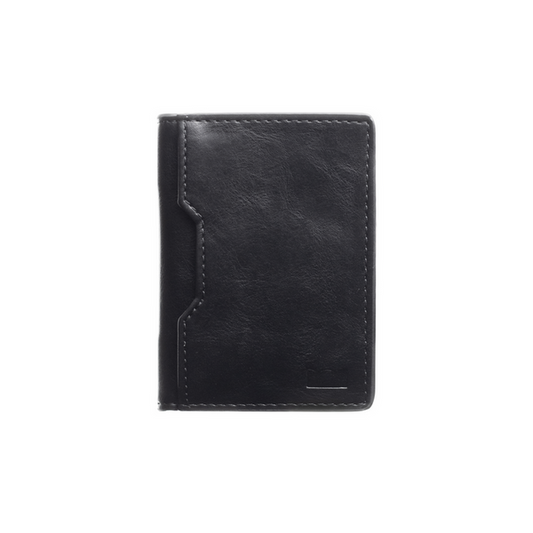 Obsidian Black Compact Leather Wallet