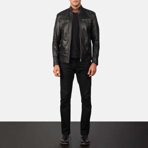 Mack Black Leather Biker Jacket