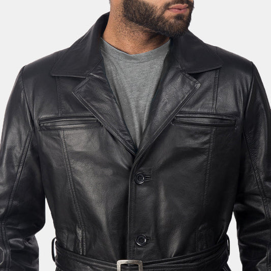 Jordan Black Leather Coat