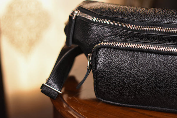 Black Leather Belly Bag