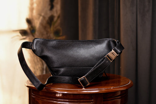 Black Leather Belly Bag