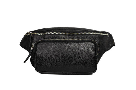 Black Leather Belly Bag